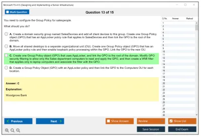 Microsoft 70-413 Designing and Implementing a Server Infrastructure Practice test exam simulator test engine exam Prep practice test questions answers Image 13