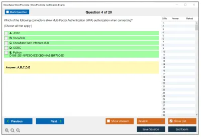Snowflake SnowPro-Core SnowPro Core Certification Exam Practice test exam simulator test engine exam Prep practice test questions answers Image 4