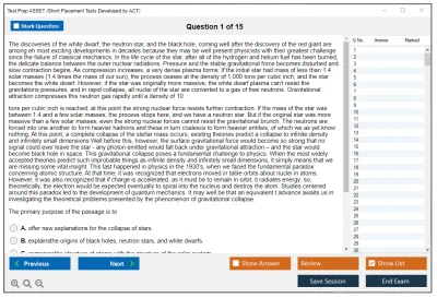 Test Prep ASSET Short Placement Tests Developed by ACT Practice test exam simulator test engine exam Prep practice test questions answers Image 1