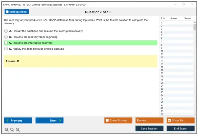 SAP C_HANATEC_16 SAP Certified Technology Associate - SAP HANA 2.0 SPS04 Practice test exam simulator test engine exam Prep practice test questions answers Image 7