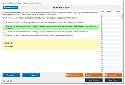 Veritas VCS-322 Administration of Veritas Enterprise Vault 12.x Practice test exam simulator test engine exam Prep practice test questions answers Image 7