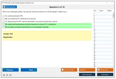 HP HPE6-A66 Aruba Certified Design Associate Exam Practice test exam simulator test engine exam Prep practice test questions answers Image 4