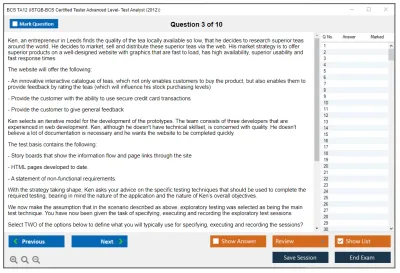 BCS TA12 ISTQB-BCS Certified Tester Advanced Level- Test Analyst (2012) Practice test exam simulator test engine exam Prep practice test questions answers Image 3