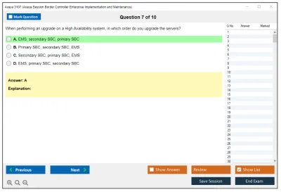 Avaya 3107 Avaya Session Border Controller Enterprise Implementation and Maintenance Practice test exam simulator test engine exam Prep practice test questions answers Image 7