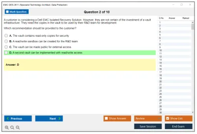 EMC DES-3611 Specialist Technology Architect, Data Protection Practice test exam simulator test engine exam Prep practice test questions answers Image 2