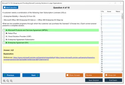 Microsoft 70-705 Designing and Providing Microsoft Licensing Solutions to Large Organizations Practice test exam simulator test engine exam Prep practice test questions answers Image 4