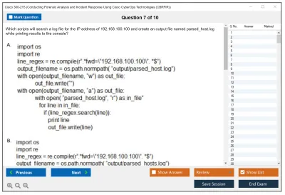 Cisco 300-215 Conducting Forensic Analysis and Incident Response Using Cisco CyberOps Technologies (CBRFIR) Practice test exam simulator test engine exam Prep practice test questions answers Image 7