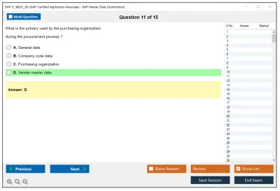 SAP C_MDG_90 SAP Certified Application Associate - SAP Master Data Governance Practice test exam simulator test engine exam Prep practice test questions answers Image 11