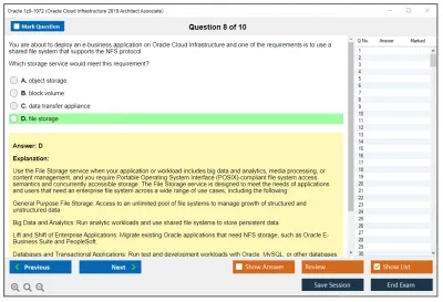 Oracle 1z0-1072 Oracle Cloud Infrastructure 2019 Architect Associate Practice test exam simulator test engine exam Prep practice test questions answers Image 8