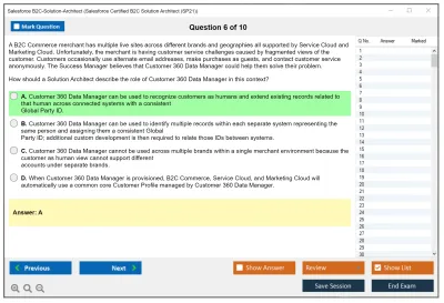 Salesforce B2C-Solution-Architect Salesforce Certified B2C Solution Architect Practice test exam simulator test engine exam Prep practice test questions answers Image 6
