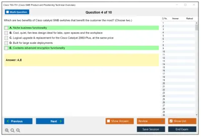 Cisco 700-751 Cisco SMB Product and Positioning Technical Overview Practice test exam simulator test engine exam Prep practice test questions answers Image 4