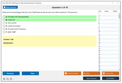 Cisco 650-292 TelePresence Video Sales Specialist for Express Practice test exam simulator test engine exam Prep practice test questions answers Image 3