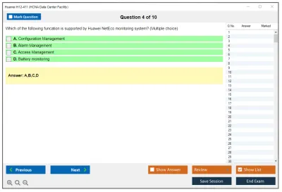 Huawei H12-411 HCNA Data Center Facility Practice test exam simulator test engine exam Prep practice test questions answers Image 4