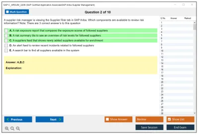 SAP C_ARSUM_2208 SAP Certified Application AssociateSAP Ariba Supplier Management Practice test exam simulator test engine exam Prep practice test questions answers Image 2