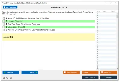 Avaya 3301 Avaya Aura Contact Center Maintenance and Troubleshooting Practice test exam simulator test engine exam Prep practice test questions answers Image 5