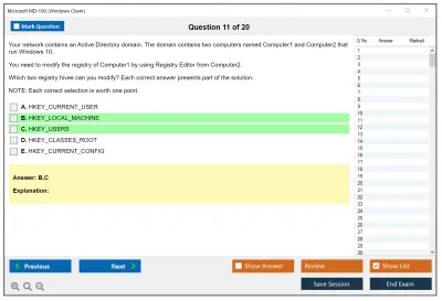 Microsoft MD-100 Windows Client Practice test exam simulator test engine exam Prep practice test questions answers Image 11