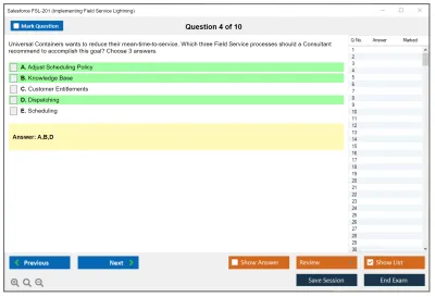 Salesforce FSL-201 Salesforce - Implementing Field Service Lightning Practice test exam simulator test engine exam Prep practice test questions answers Image 4