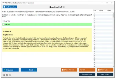 HP HPE2-W09 Aruba Data Center Network Specialist Exam Practice test exam simulator test engine exam Prep practice test questions answers Image 8