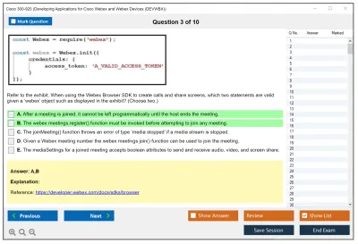 Cisco 300-920 Developing Applications for Cisco Webex and Webex Devices (DEVWBX) Practice test exam simulator test engine exam Prep practice test questions answers Image 3