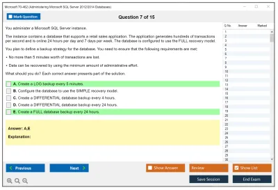 Microsoft 70-462 Administering Microsoft SQL Server 2012/2014 Databases Practice test exam simulator test engine exam Prep practice test questions answers Image 7