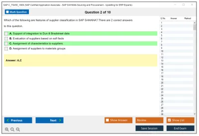 SAP C_TS450_1809 SAP Certified Application Associate - SAP S/4HANA Sourcing and Procurement - Upskilling for ERP Experts Practice test exam simulator test engine exam Prep practice test questions answers Image 2