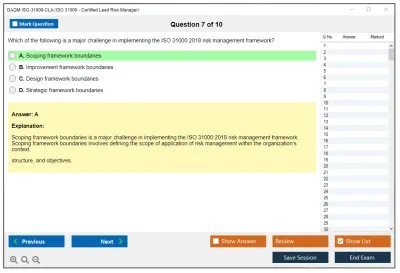 GAQM ISO-31000-CLA ISO 31000 - Certified Lead Risk Manager Practice test exam simulator test engine exam Prep practice test questions answers Image 7