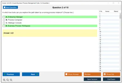 Oracle 1z0-435 Oracle Business Process Management Suite 12c Essentials Practice test exam simulator test engine exam Prep practice test questions answers Image 2