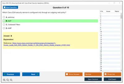 Cisco 300-720 Securing Email with Cisco Email Security Appliance (300-720 SESA) Practice test exam simulator test engine exam Prep practice test questions answers Image 8