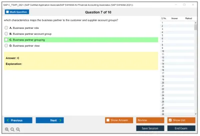 SAP C_TS4FI_2021 SAP Certified Associate - SAP S/4HANA 2021 for Financial Accounting Practice test exam simulator test engine exam Prep practice test questions answers Image 7