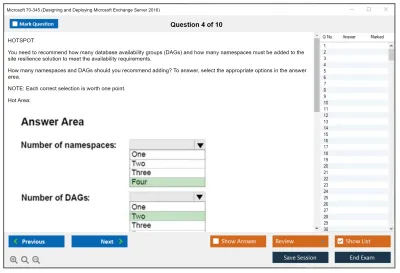Microsoft 70-345 Designing and Deploying Microsoft Exchange Server 2016 Practice test exam simulator test engine exam Prep practice test questions answers Image 4