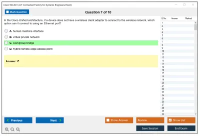 Cisco 500-801 IoT Connected Factory for Systems Engineers Exam Practice test exam simulator test engine exam Prep practice test questions answers Image 7
