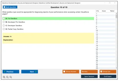 Salesforce Development-Lifecycle-and-Deployment-Designer Salesforce Certified Development Lifecycle and Deployment Designer Practice test exam simulator test engine exam Prep practice test questions answers Image 10