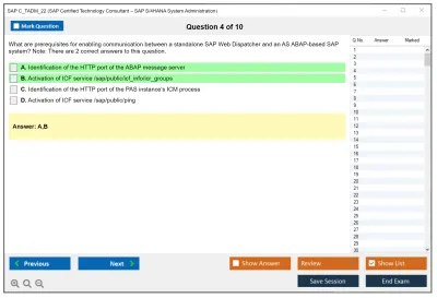 SAP C_TADM_22 SAP Certified Technology Consultant – SAP S/4HANA System Administration Practice test exam simulator test engine exam Prep practice test questions answers Image 4