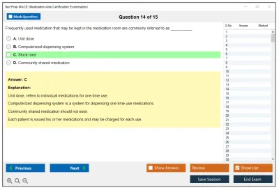 Test Prep MACE Medication Aide Certification Examination Practice test exam simulator test engine exam Prep practice test questions answers Image 14