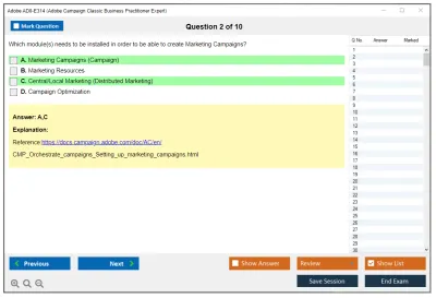 Adobe AD0-E314 Adobe Campaign Classic Business Practitioner Expert Practice test exam simulator test engine exam Prep practice test questions answers Image 2