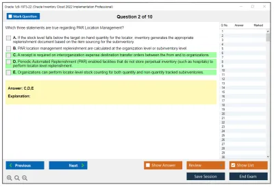 Oracle 1z0-1073-22 Oracle Inventory Cloud 2022 Implementation Professional Practice test exam simulator test engine exam Prep practice test questions answers Image 2