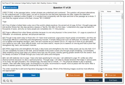 Test Prep ACT-Test American College Testing: English, Math, Reading, Science, Writing Practice test exam simulator test engine exam Prep practice test questions answers Image 17