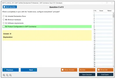 SAP P_C4HCD_1811 SAP Certified Development Professional - SAP Commerce Cloud 1811 Developer Practice test exam simulator test engine exam Prep practice test questions answers Image 5