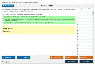Oracle 1z0-1050-22 Oracle Payroll Cloud 2022 Implementation Professional Practice test exam simulator test engine exam Prep practice test questions answers Image 1