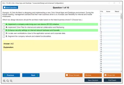 Citrix 1Y0-403 Citrix Virtual Apps and Desktops 7 Assessment Design and Advanced Configurations Practice test exam simulator test engine exam Prep practice test questions answers Image 1