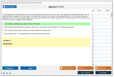 Oracle 1z0-1109-22 Oracle Cloud Infrastructure DevOps Professional Practice test exam simulator test engine exam Prep practice test questions answers Image 7