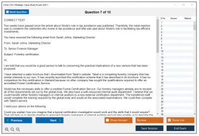 Cima CS3 Strategic Case Study Exam 2021 Practice test exam simulator test engine exam Prep practice test questions answers Image 7