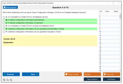 Oracle 1z0-902 Oracle Exadata Database Machine X9M Implementation Essentials Practice test exam simulator test engine exam Prep practice test questions answers Image 4