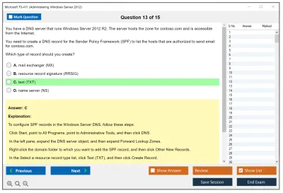 Microsoft 70-411 Administering Windows Server 2012 Practice test exam simulator test engine exam Prep practice test questions answers Image 13