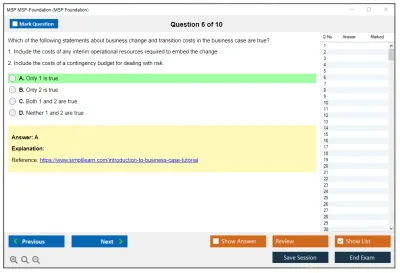 MSP MSP-Foundation MSP Foundation Exam (5thEdition) Practice test exam simulator test engine exam Prep practice test questions answers Image 6