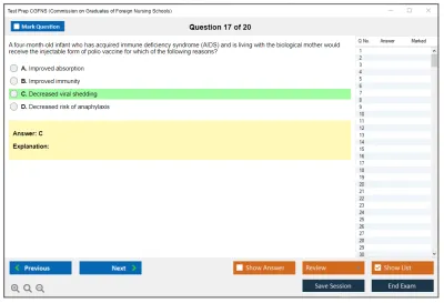 Test Prep CGFNS Commission on Graduates of Foreign Nursing Schools Practice test exam simulator test engine exam Prep practice test questions answers Image 17