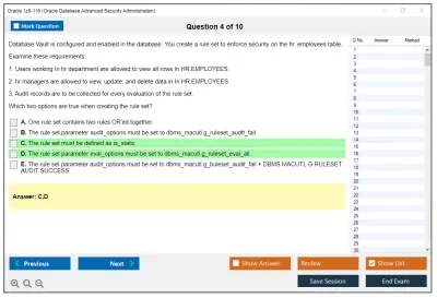 Oracle 1z0-116 Oracle Database Security Administration Practice test exam simulator test engine exam Prep practice test questions answers Image 4