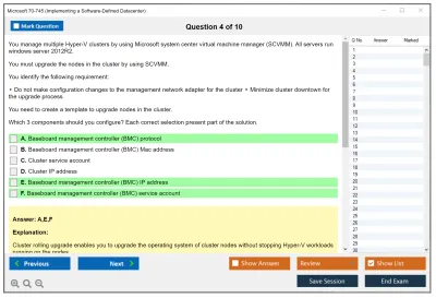 Microsoft 70-745 Implementing a Software-Defined Datacenter Practice test exam simulator test engine exam Prep practice test questions answers Image 4