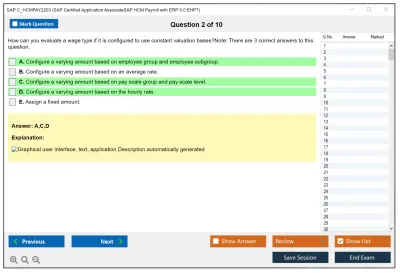 SAP C_HCMPAY2203 SAP Certified Associate - SAP HCM Payroll with ERP 6.0 EHP7 Practice test exam simulator test engine exam Prep practice test questions answers Image 2