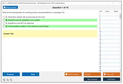 SAP C_C4HMC92 SAP Certified Technology Associate - SAP Marketing Cloud (1902) Implementation Practice test exam simulator test engine exam Prep practice test questions answers Image 1